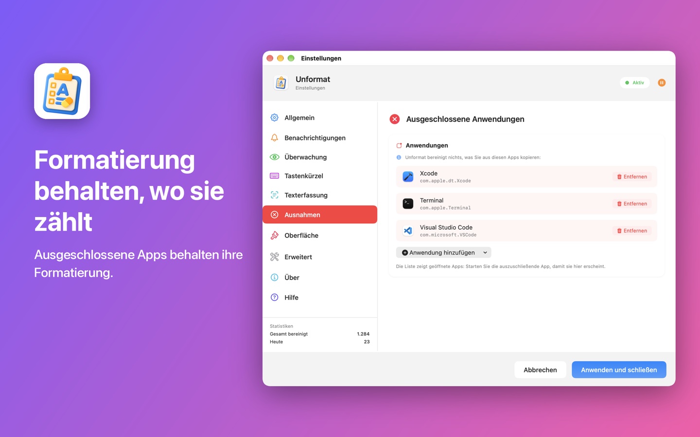Ausgeschlossene Apps